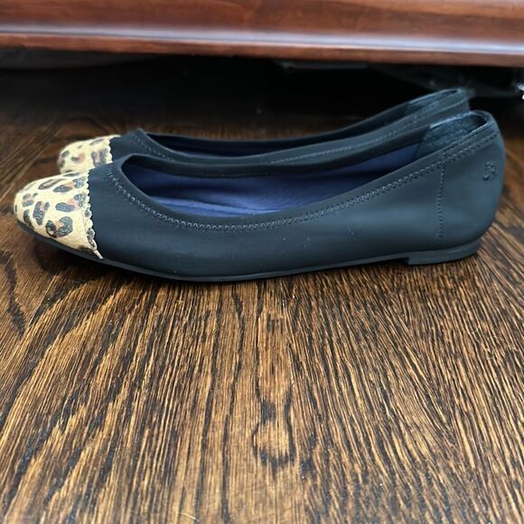 Jack Rogers Bree Ballet Flat in Black w/ Leopard Toes - Size 8.5 - Picture 3 of 13